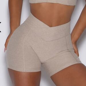 Bombshell Sportswear Beige Athletic Shorts